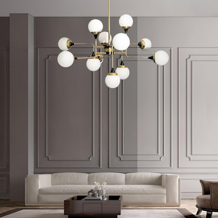 Stilnovo Chandelier | Mid-Century Modern Brass & Glass Design | Vinlighting | Vinlighting