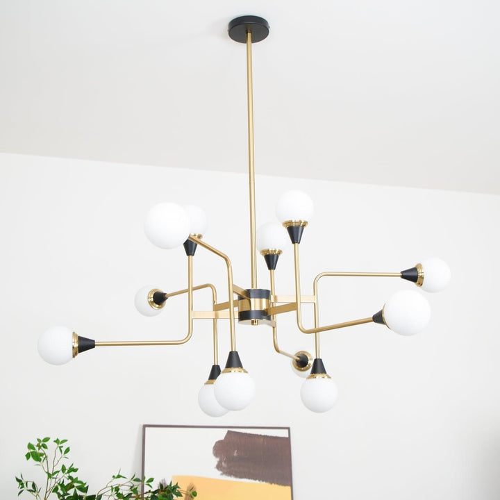 Stilnovo Chandelier | Mid-Century Modern Brass & Glass Design | Vinlighting | Vinlighting
