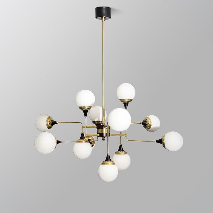 Stilnovo Chandelier | Mid-Century Modern Brass & Glass Design | Vinlighting | Vinlighting