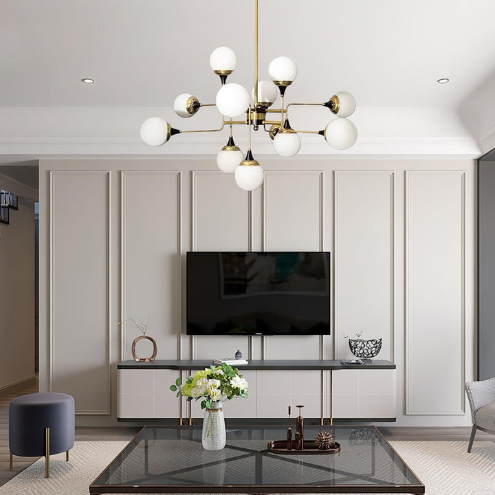 Stilnovo Chandelier | Mid-Century Modern Brass & Glass Design | Vinlighting | Vinlighting