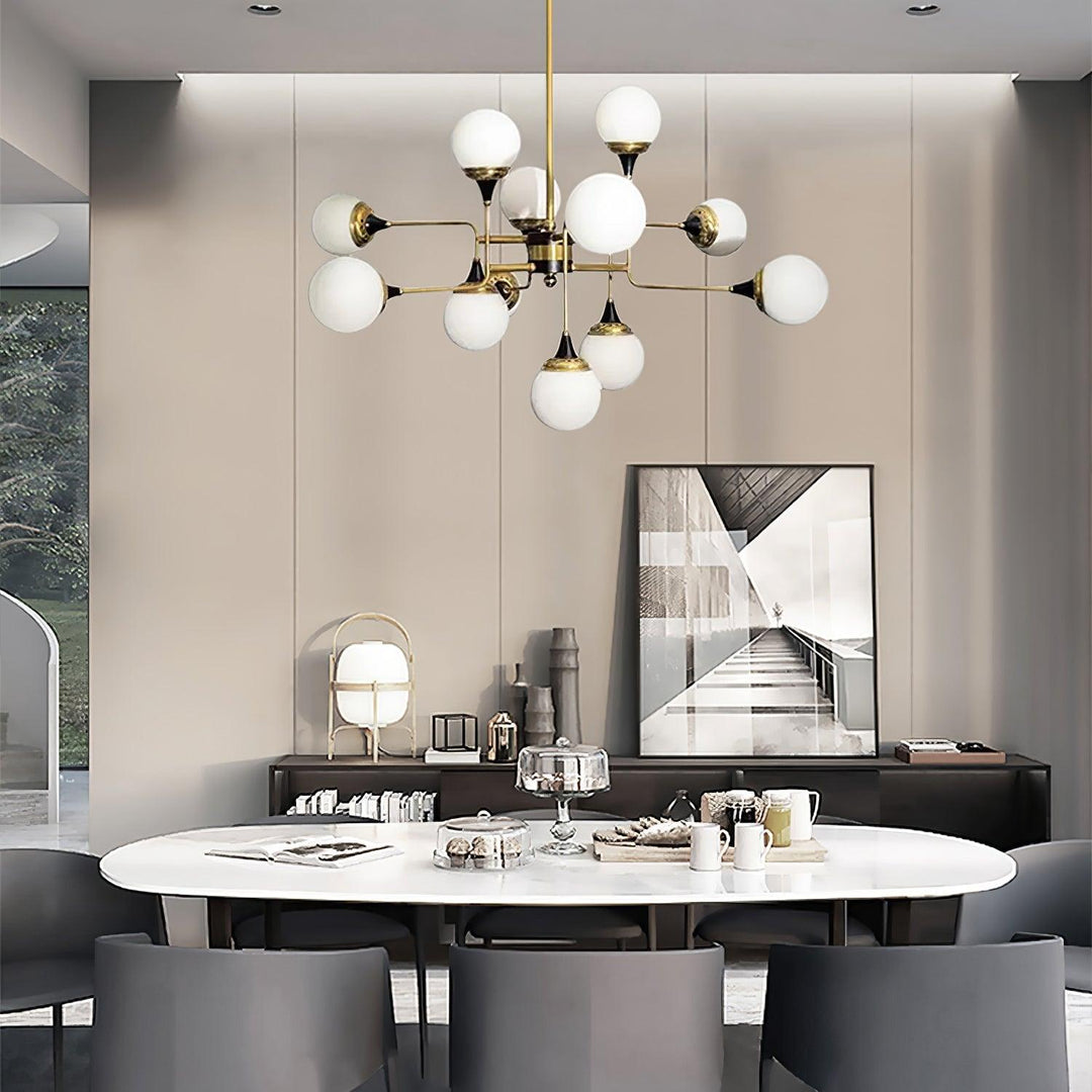 Stilnovo Chandelier | Mid-Century Modern Brass & Glass Design | Vinlighting | Vinlighting