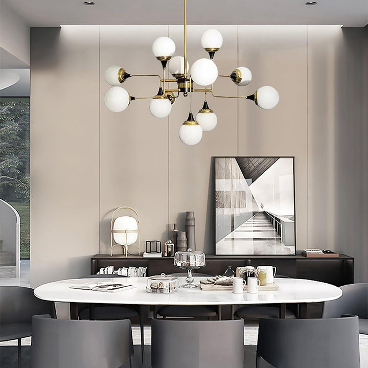 Stilnovo Chandelier | Mid-Century Modern Brass & Glass Design | Vinlighting | Vinlighting