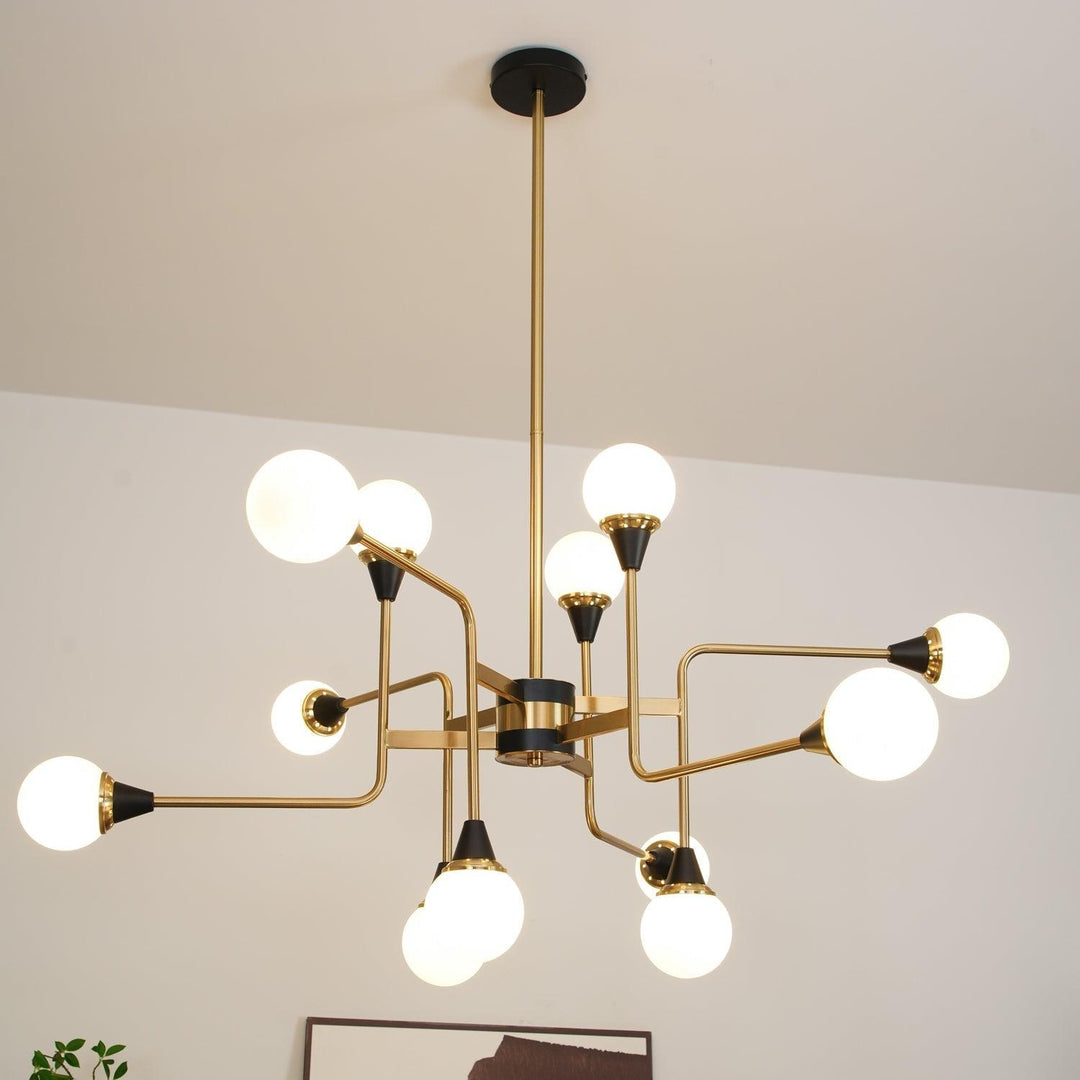 Stilnovo Chandelier | Mid-Century Modern Brass & Glass Design | Vinlighting | Vinlighting