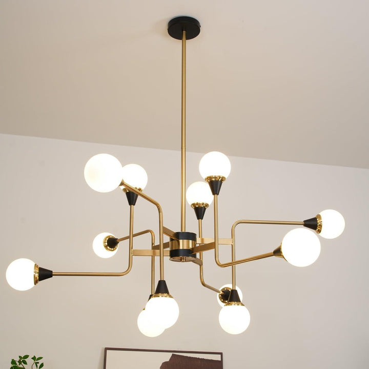 Stilnovo Chandelier | Mid-Century Modern Brass & Glass Design | Vinlighting | Vinlighting