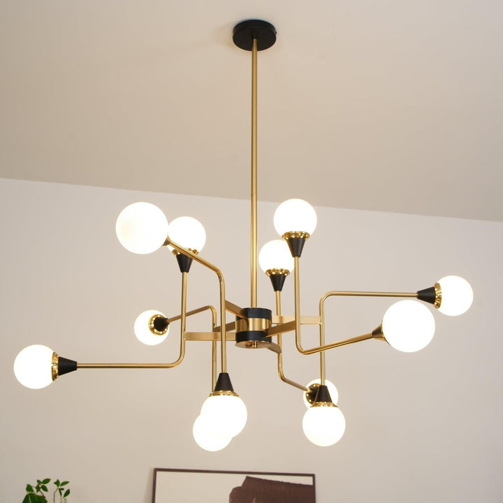 Stilnovo Chandelier | Mid-Century Modern Brass & Glass Design | Vinlighting | Vinlighting