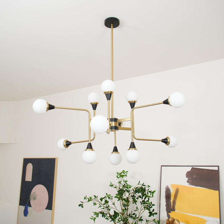 Stilnovo Chandelier | Mid-Century Modern Brass & Glass Design | Vinlighting | Vinlighting