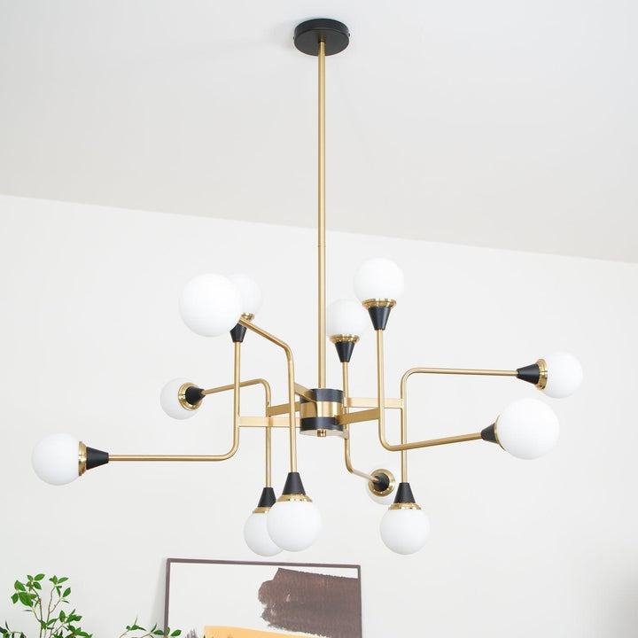 Stilnovo Chandelier | Mid-Century Modern Brass & Glass Design | Vinlighting | Vinlighting