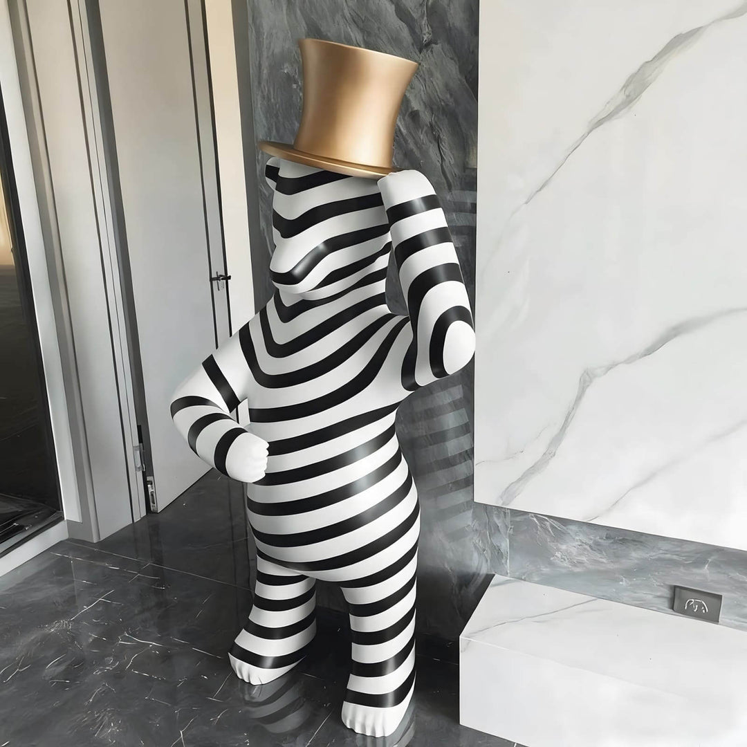 Striped Bear Sculptural – Living Room Decorative Sculpture Piece
