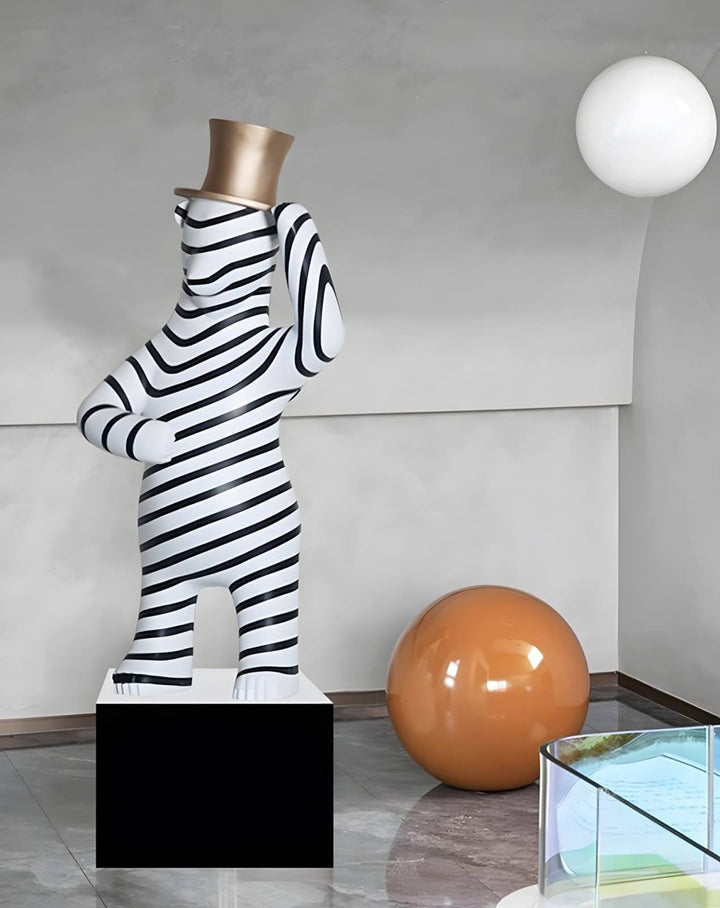 Striped Bear Sculptural – Living Room Decorative Sculpture Piece
