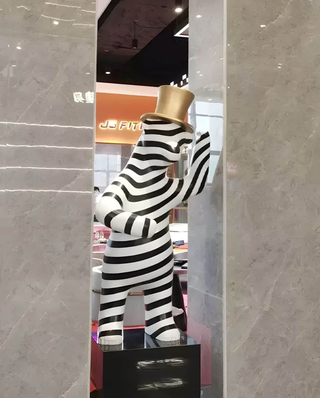 Striped Bear Sculptural – Living Room Decorative Sculpture Piece