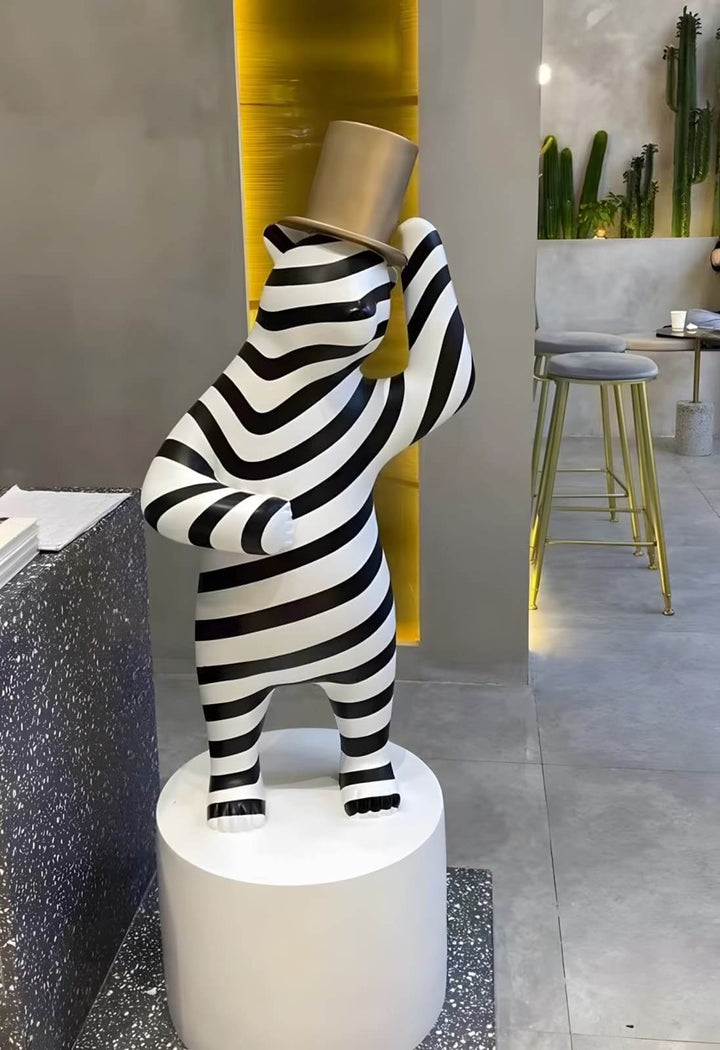 Striped Bear Sculptural – Living Room Decorative Sculpture Piece