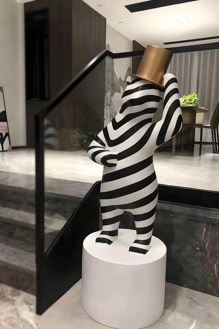 Striped Bear Sculptural – Living Room Decorative Sculpture Piece