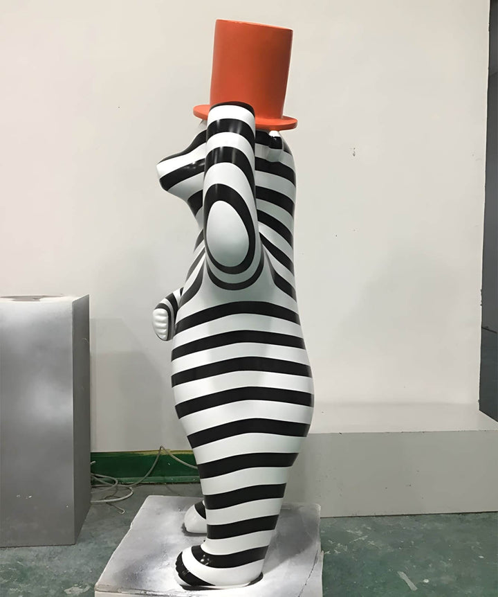 Striped Bear Sculptural – Living Room Decorative Sculpture Piece