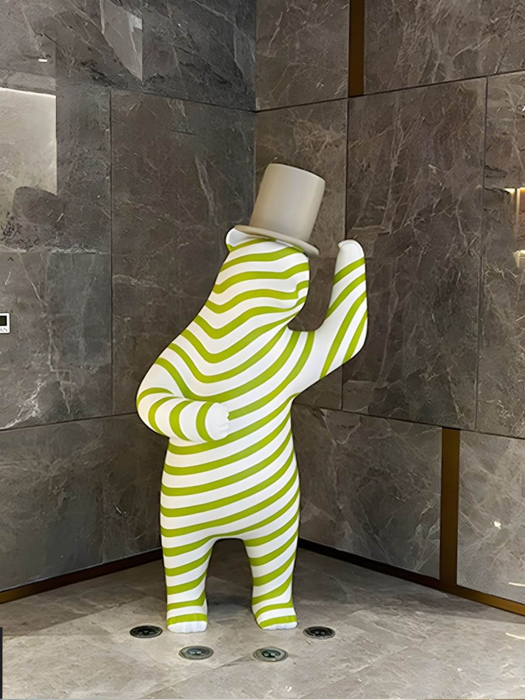 Striped Bear Sculptural – Living Room Decorative Sculpture Piece