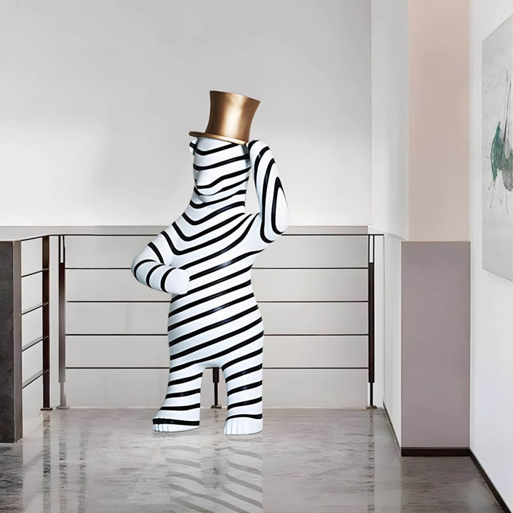 Striped Bear Sculptural – Living Room Decorative Sculpture Piece