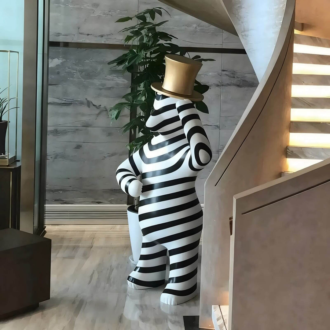Striped Bear Sculptural – Living Room Decorative Sculpture Piece