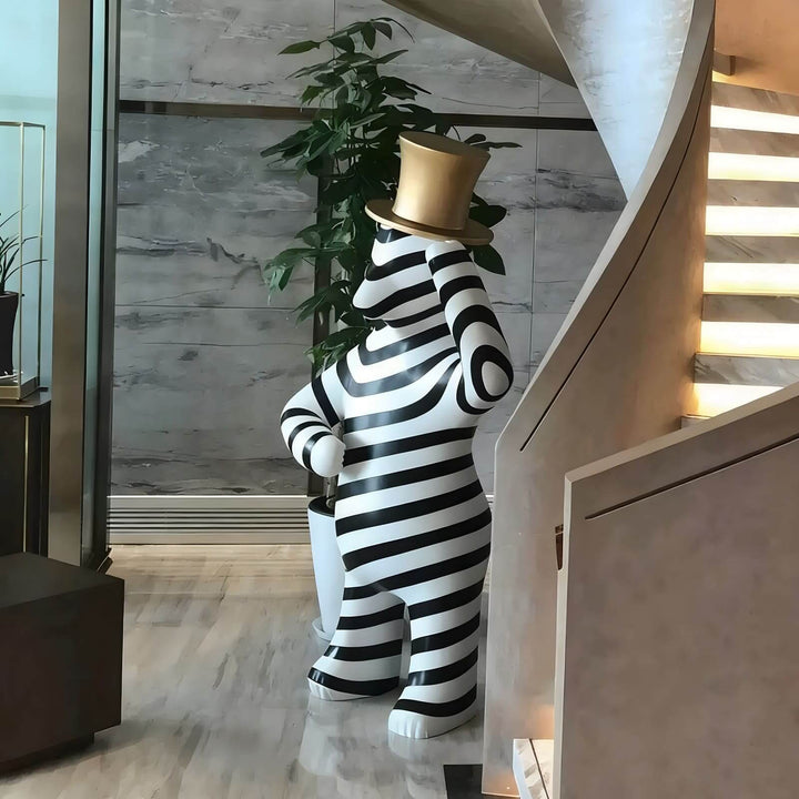 Striped Bear Sculptural – Living Room Decorative Sculpture Piece