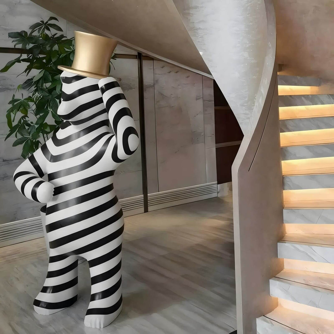 Striped Bear Sculptural – Living Room Decorative Sculpture Piece