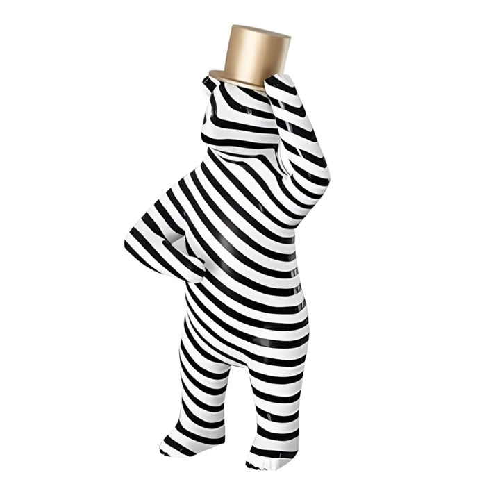 Striped Bear Sculptural – Living Room Decorative Sculpture Piece