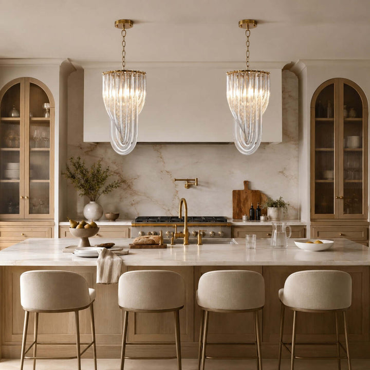 Sylora Chandelier| Modern Hand Blown Clear Glass Chandelier Light