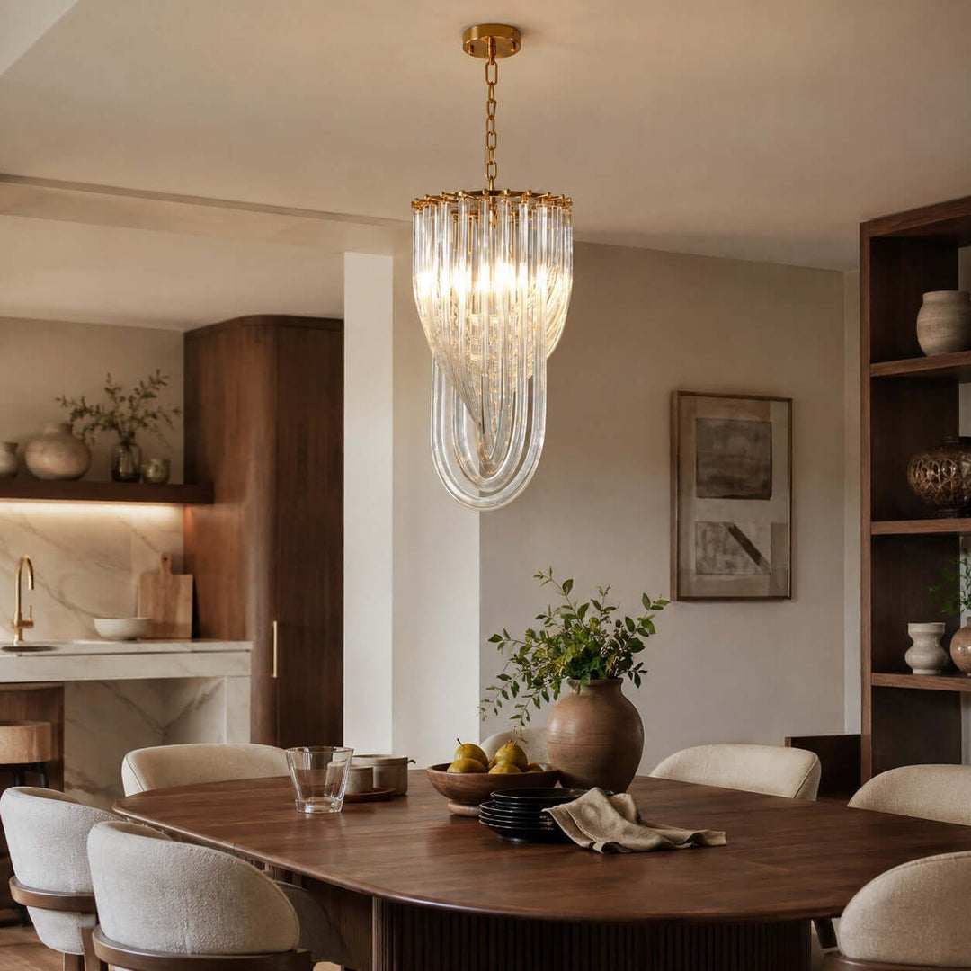 Sylora Chandelier| Modern Hand Blown Clear Glass Chandelier Light