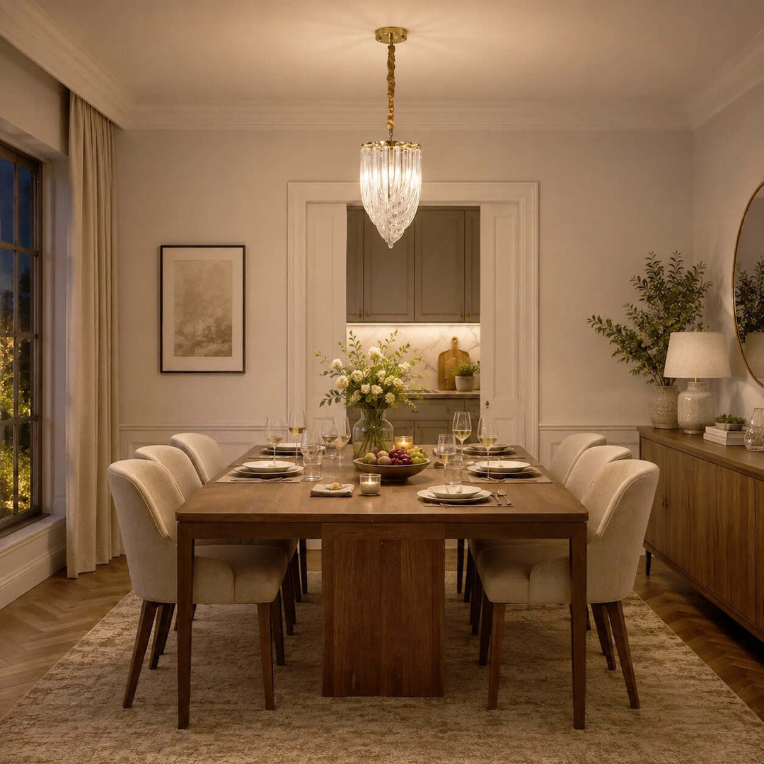 Sylora Chandelier| Modern Hand Blown Clear Glass Chandelier Light