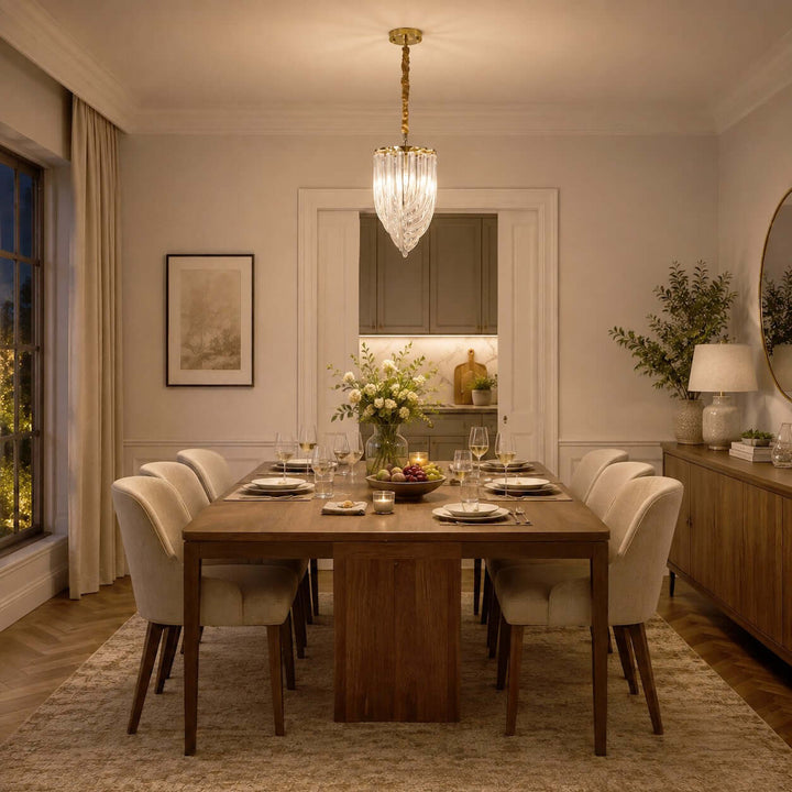 Sylora Chandelier| Modern Hand Blown Clear Glass Chandelier Light