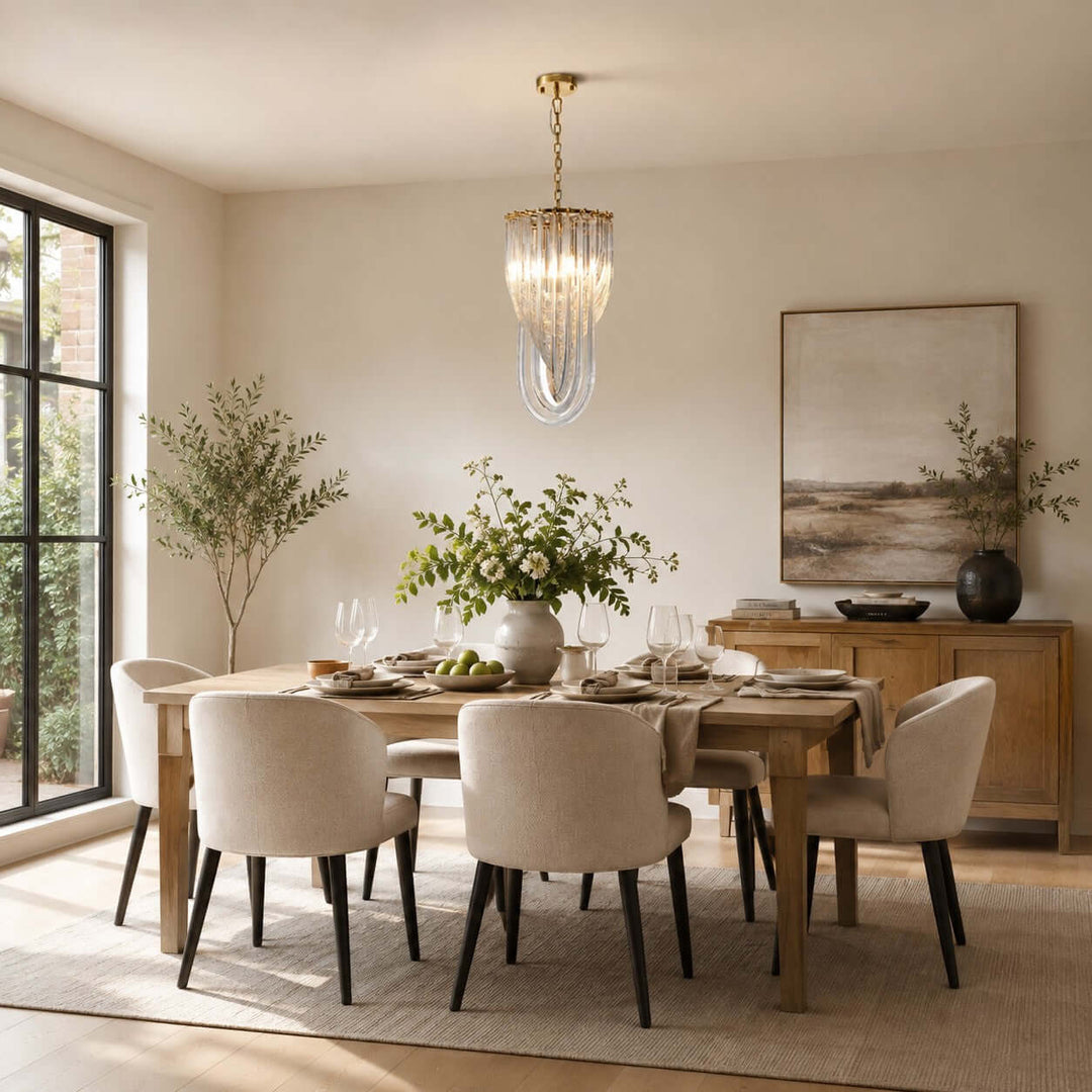 Sylora Chandelier| Modern Hand Blown Clear Glass Chandelier Light