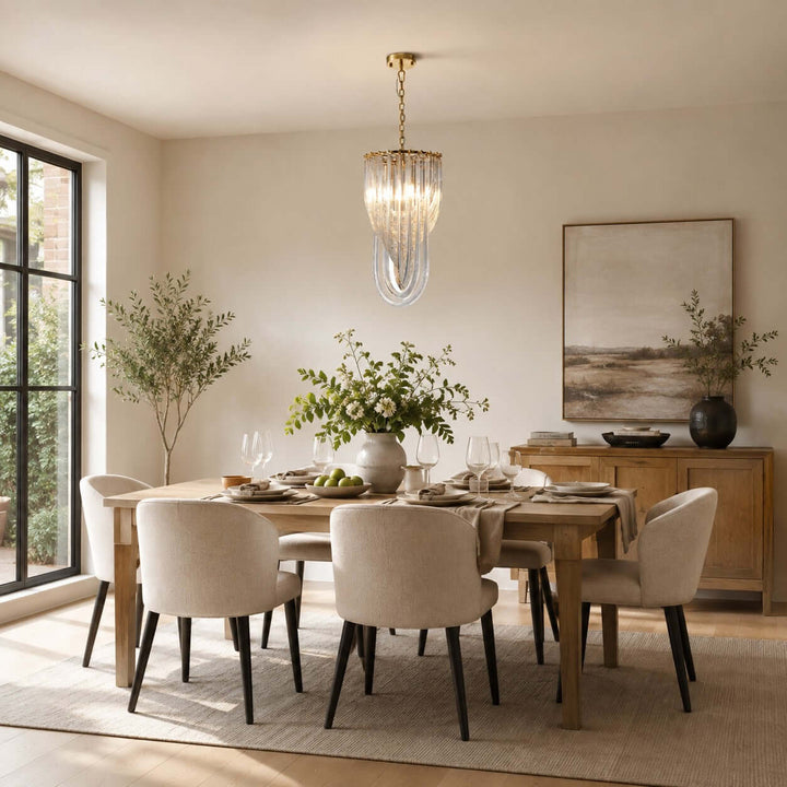 Sylora Chandelier| Modern Hand Blown Clear Glass Chandelier Light