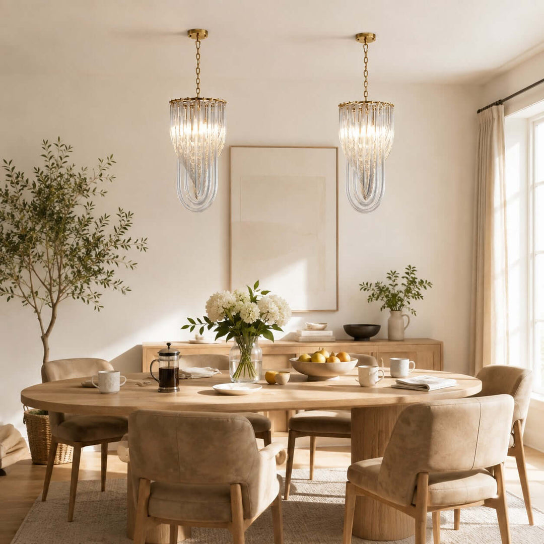 Sylora Chandelier| Modern Hand Blown Clear Glass Chandelier Light