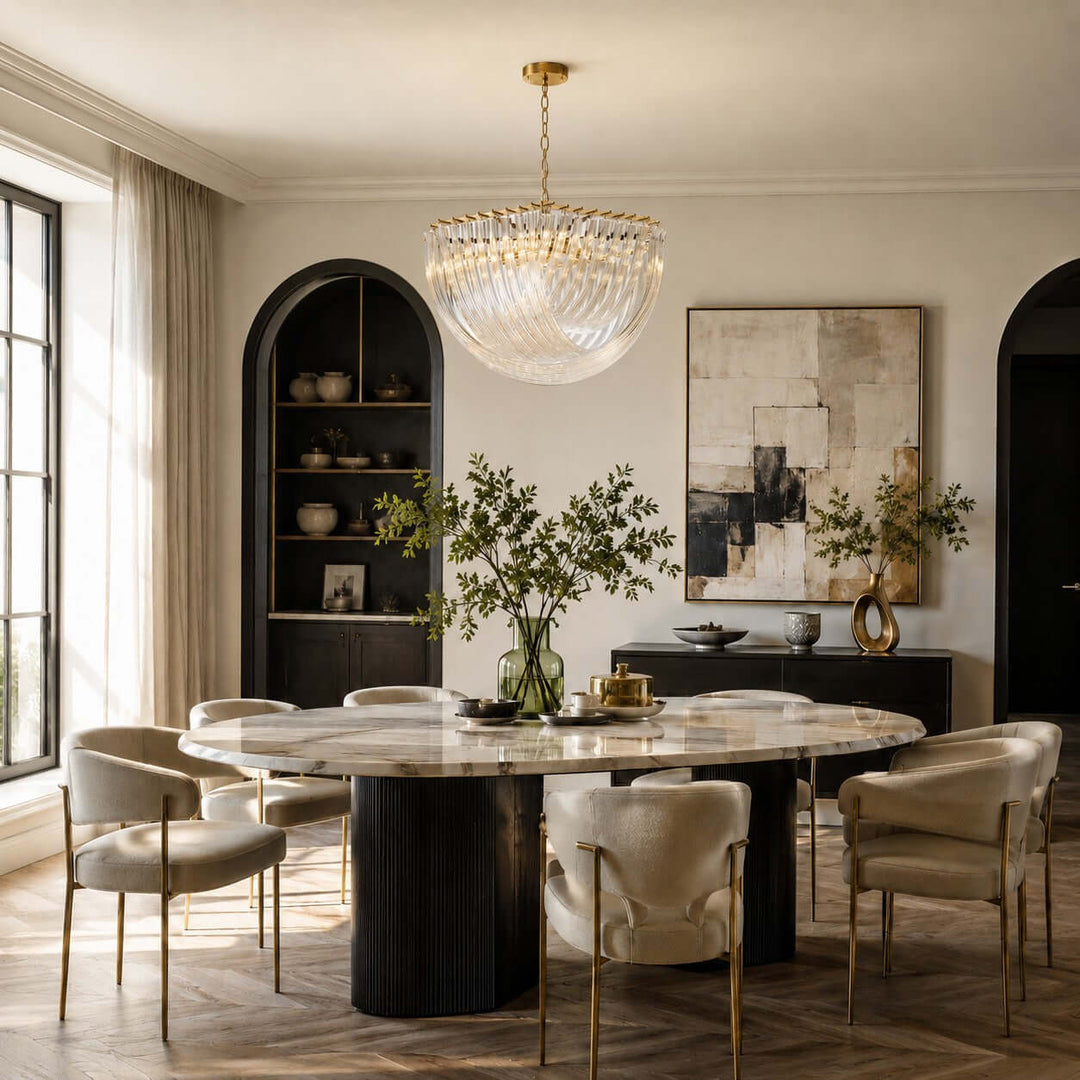 Sylora Chandelier| Modern Hand Blown Clear Glass Chandelier Light