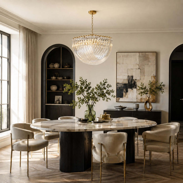 Sylora Chandelier| Modern Hand Blown Clear Glass Chandelier Light