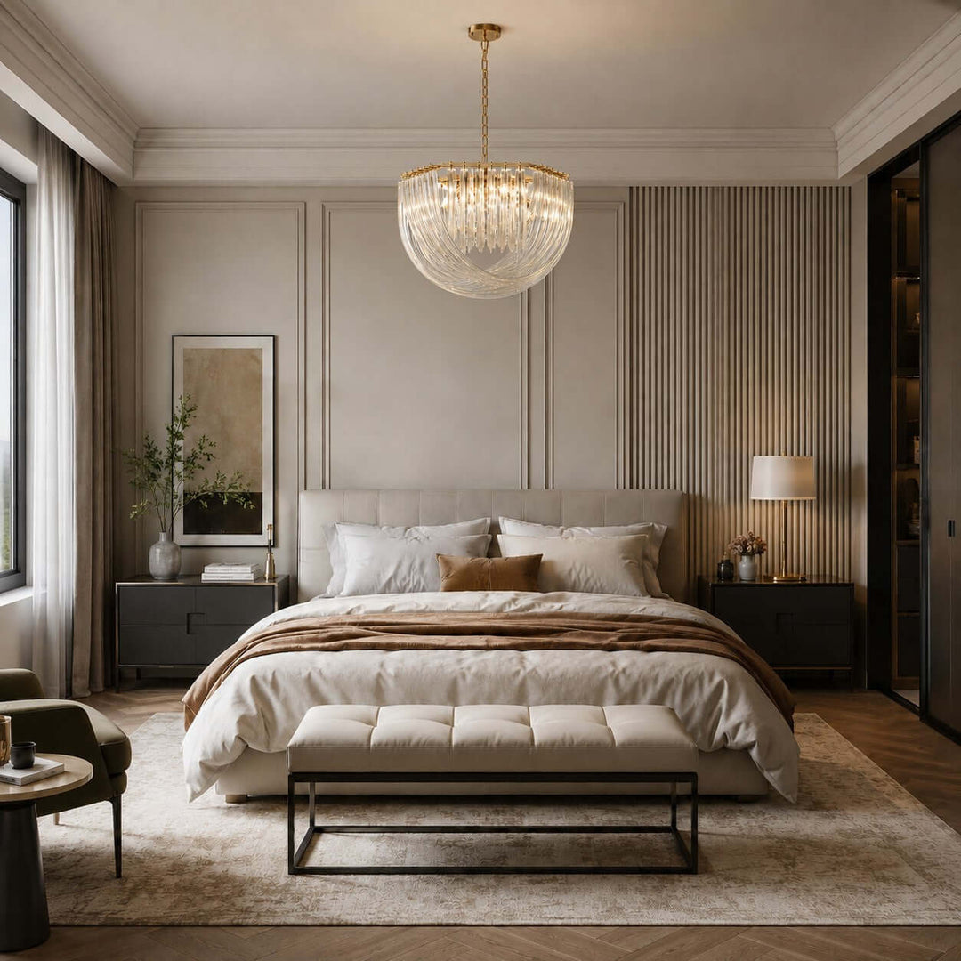Sylora Chandelier| Modern Hand Blown Clear Glass Chandelier Light