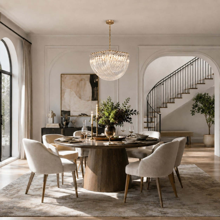 Sylora Chandelier| Modern Hand Blown Clear Glass Chandelier Light
