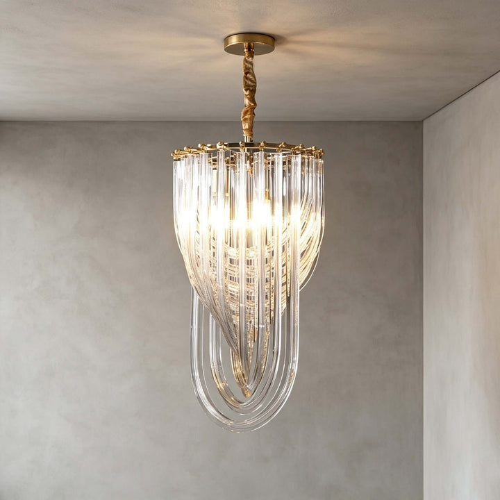 Sylora Chandelier| Modern Hand Blown Clear Glass Chandelier Light