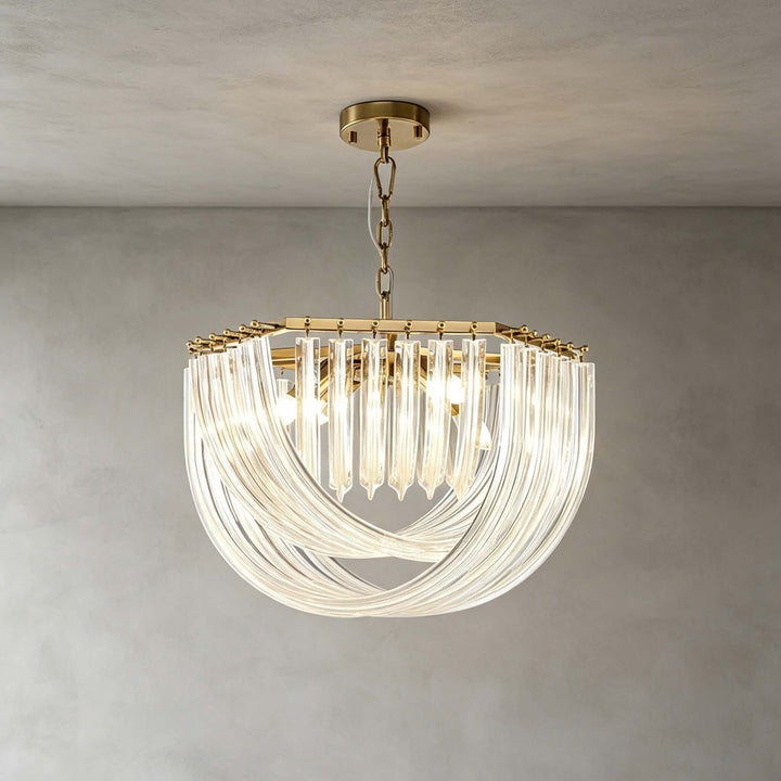 Sylora Chandelier| Modern Hand Blown Clear Glass Chandelier Light