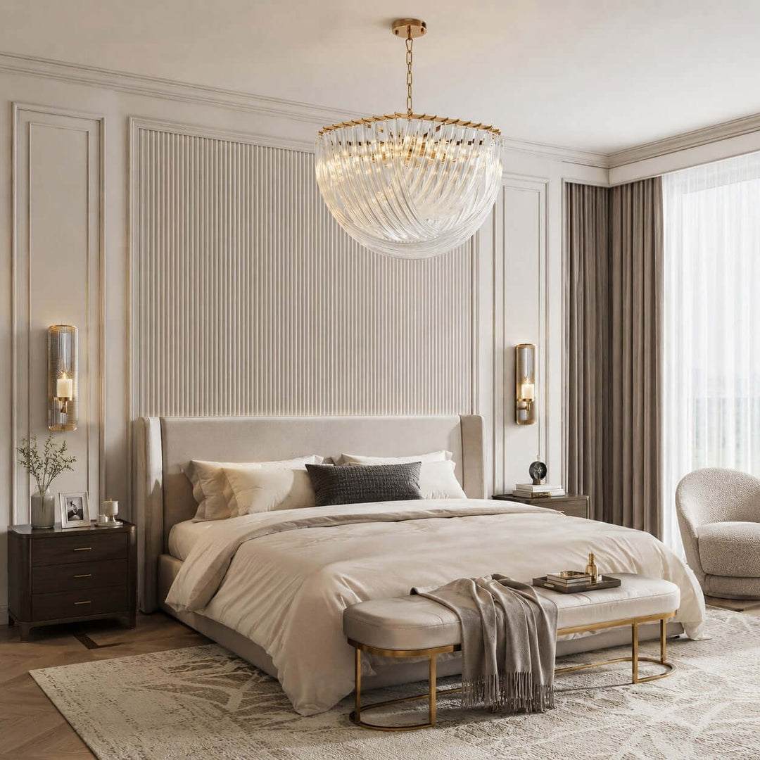 Sylora Chandelier| Modern Hand Blown Clear Glass Chandelier Light