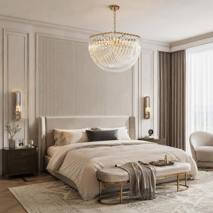 Sylora Chandelier| Modern Hand Blown Clear Glass Chandelier Light