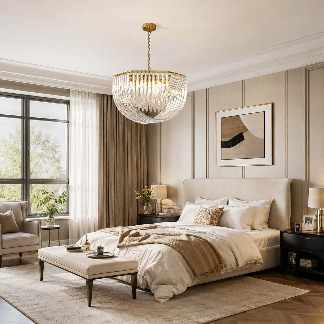 Sylora Chandelier| Modern Hand Blown Clear Glass Chandelier Light