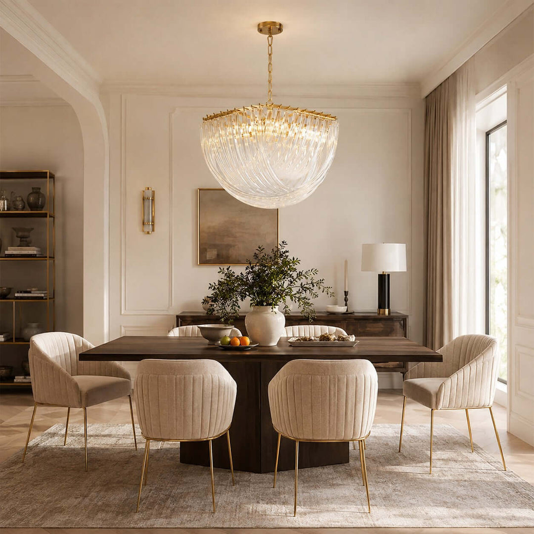 Sylora Chandelier| Modern Hand Blown Clear Glass Chandelier Light