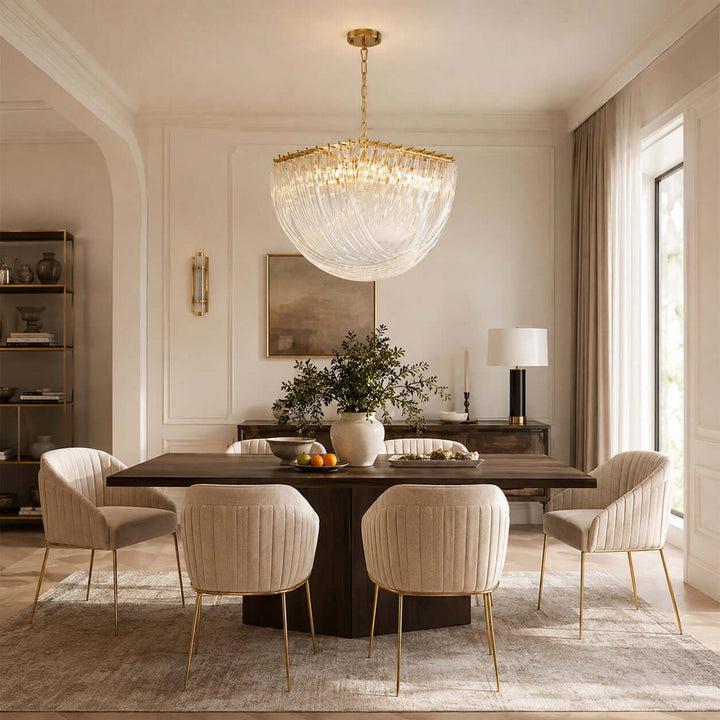 Sylora Chandelier| Modern Hand Blown Clear Glass Chandelier Light