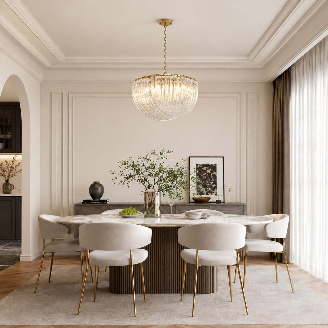 Sylora Chandelier| Modern Hand Blown Clear Glass Chandelier Light