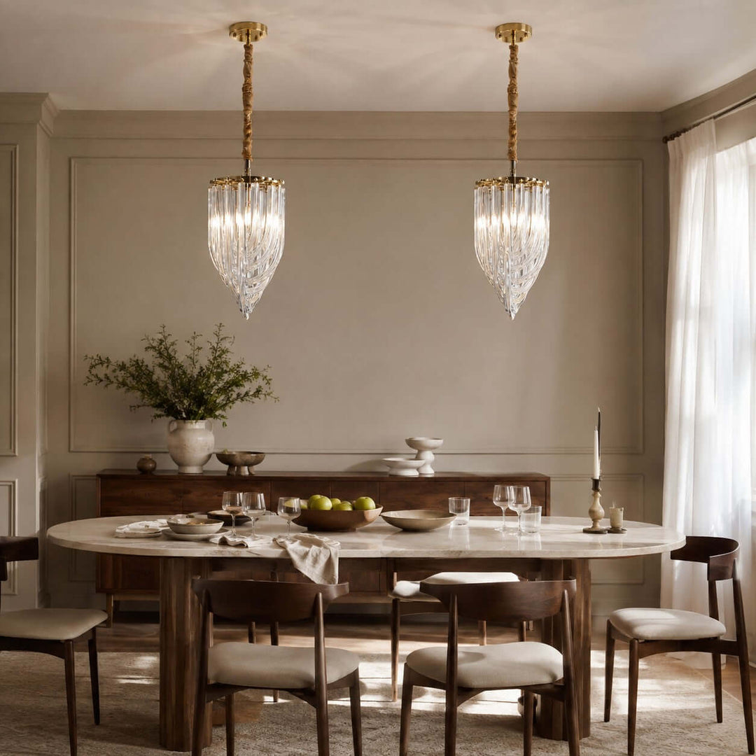 Sylora Chandelier| Modern Hand Blown Clear Glass Chandelier Light