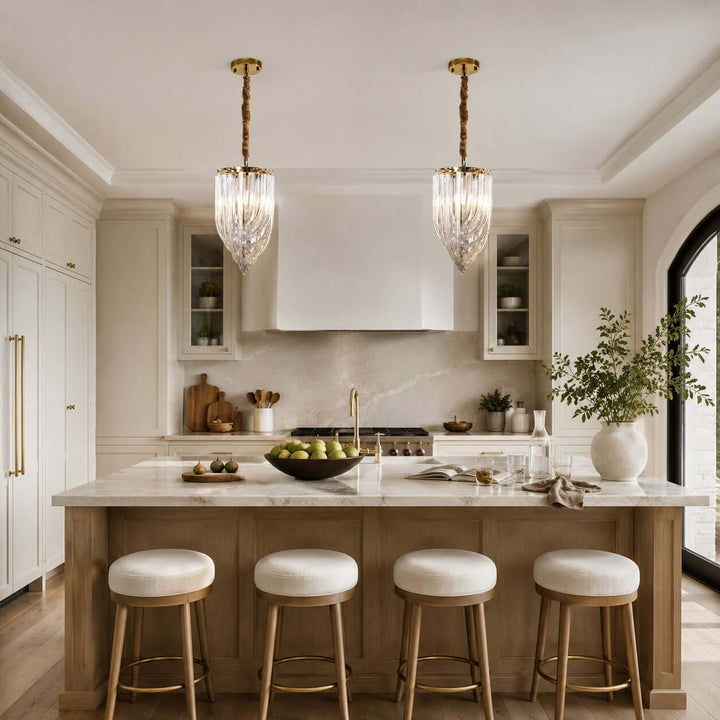 Sylora Chandelier| Modern Hand Blown Clear Glass Chandelier Light
