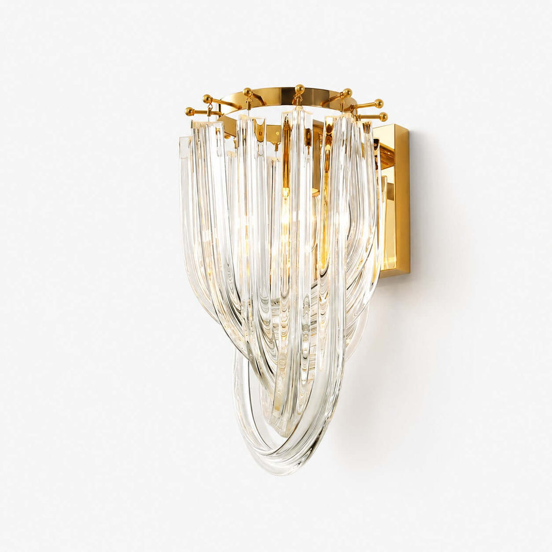 Sylora Modern Gold Clear Glass Wall Sconce for Bedroom &amp; Hallway