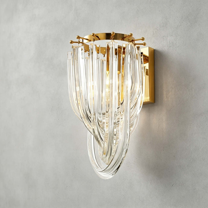 Sylora Modern Gold Clear Glass Wall Sconce for Bedroom &amp; Hallway