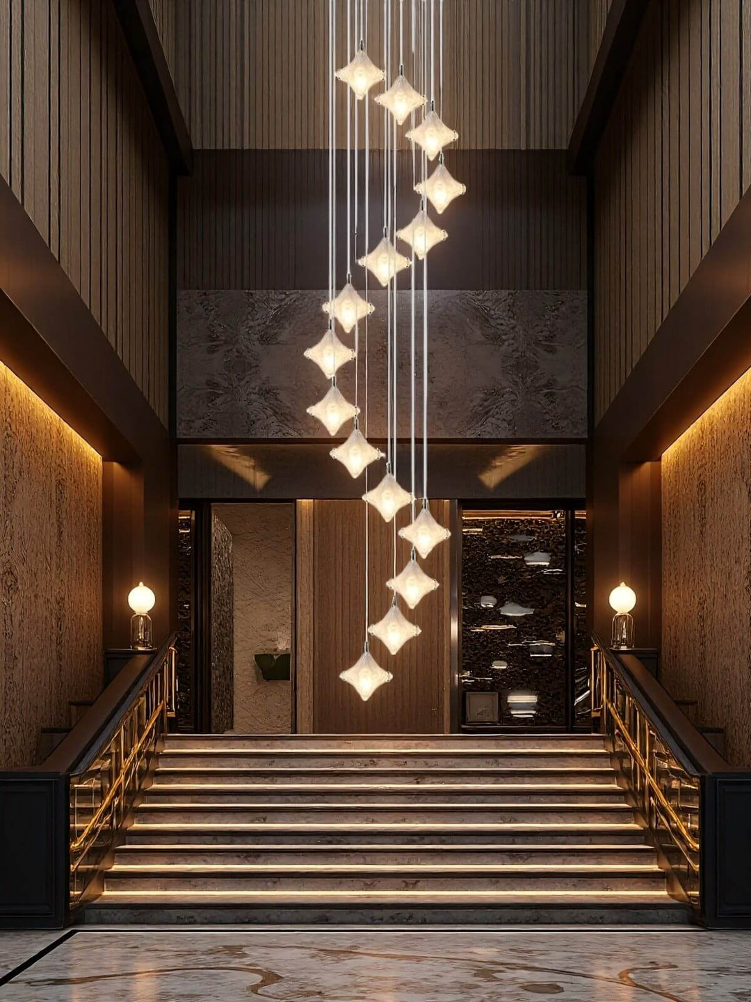Sylume Star Chandelier - Star-Shaped Glass and Staircase Lighting