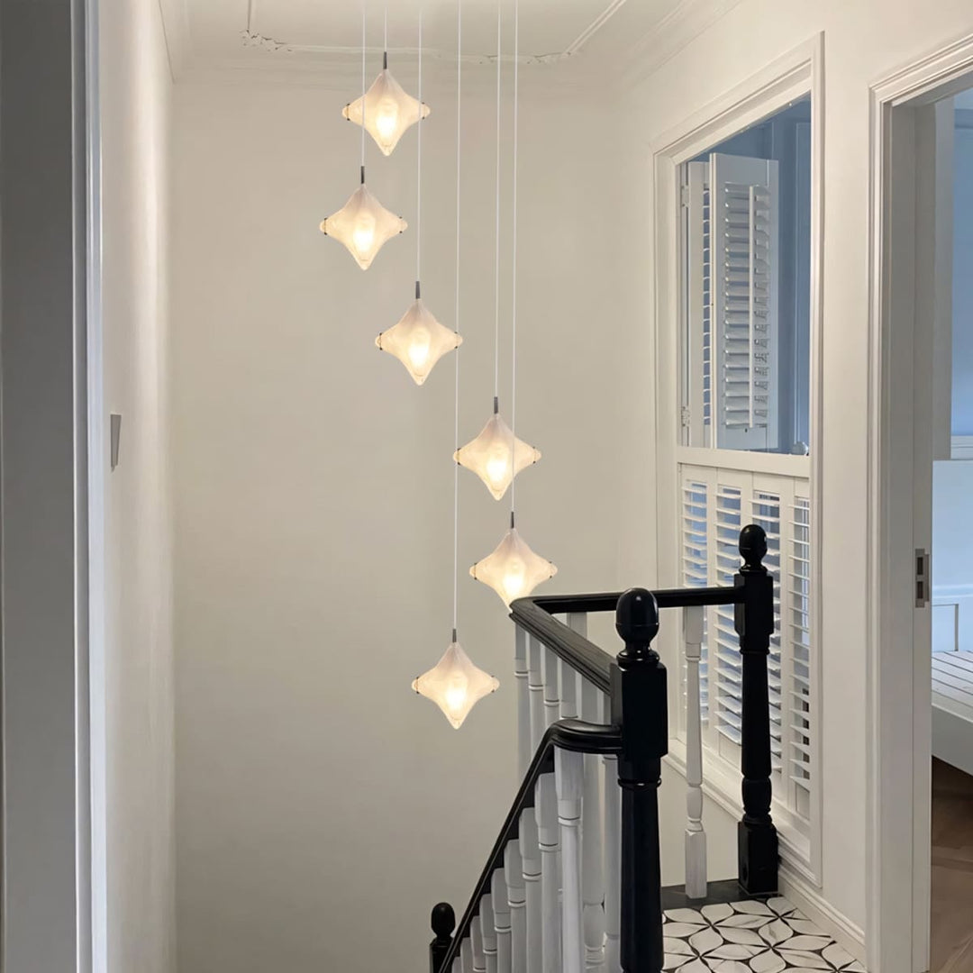 Sylume Star Chandelier - Star-Shaped Glass and Staircase Lighting