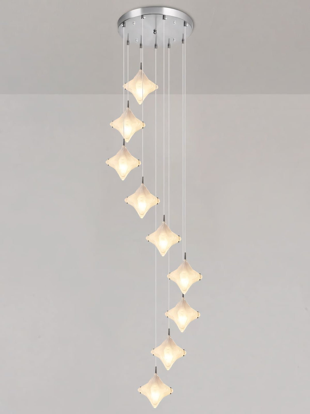 Sylume Star Chandelier - Star-Shaped Glass and Staircase Lighting