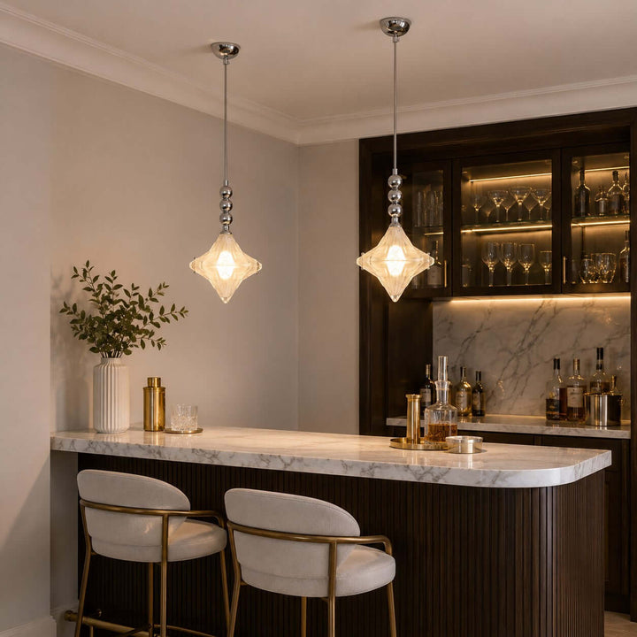 Syluna Pendant Light – Mid-Century Modern Star Glass Chandelier